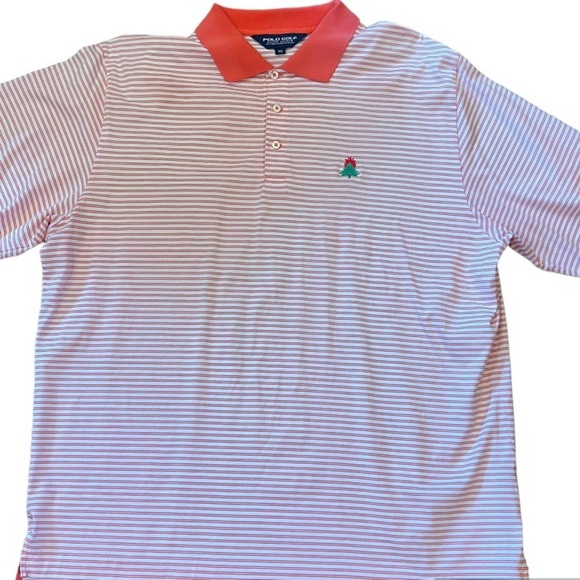 POLO GOLF Ralph Lauren Men’s XL Polo Orange White Striped 3 Button‎ Short Sleeve - Picture 6 of 8